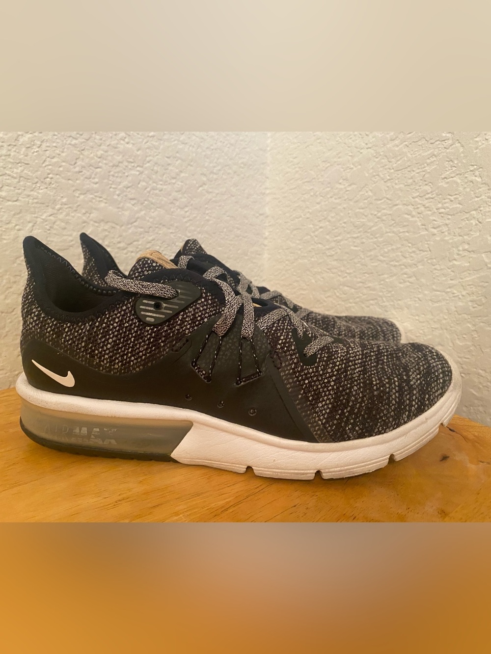 Men's Air Max Black and Gray Athletic Knit Sneakers